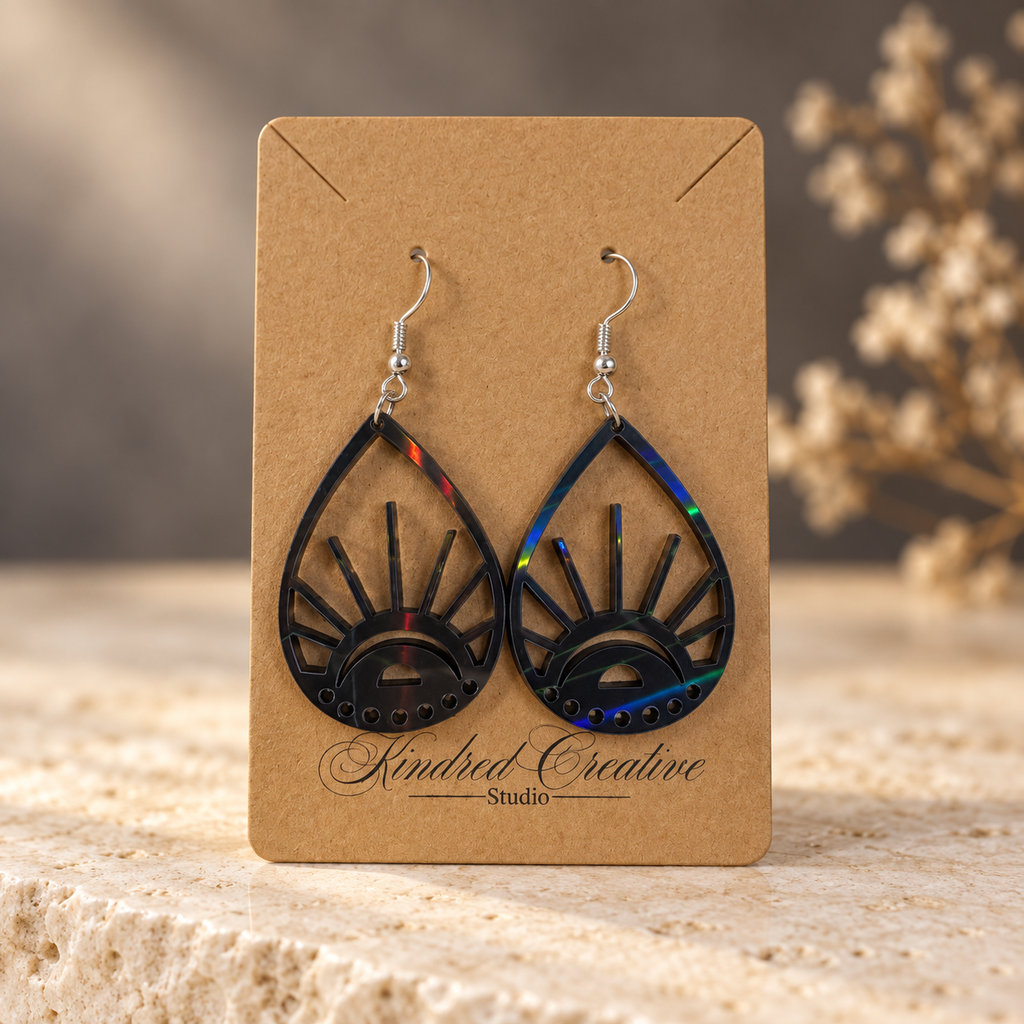 Celestial Black AB Acrylic Dangle Earrings