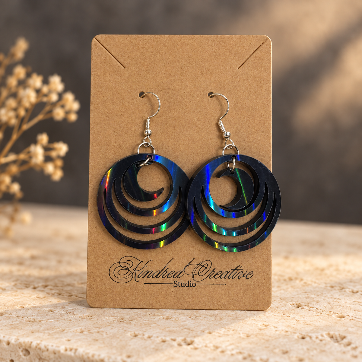 Celestial Black AB Acrylic Dangle Earrings