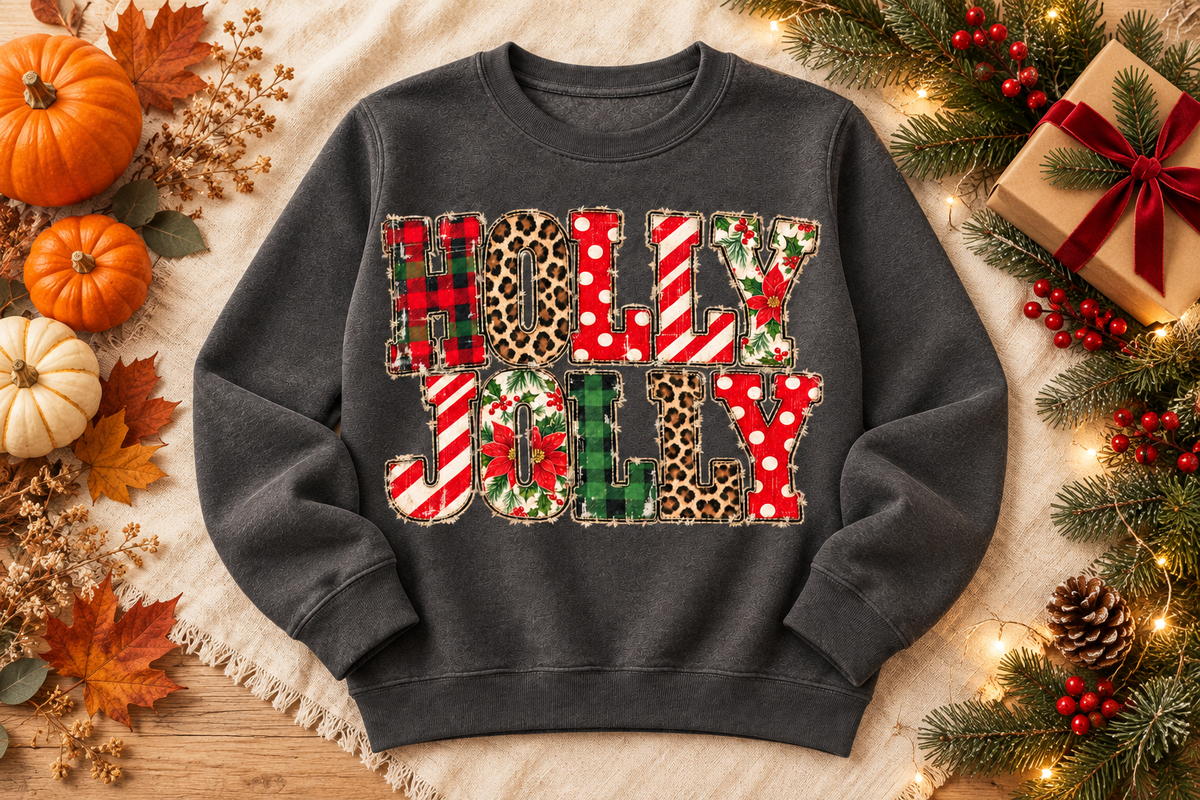 Holly Jolly Patchwork Crewneck Sweatshirt